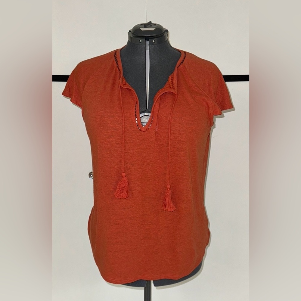 NWT Market & Spruce Tie-Neck Linen Top